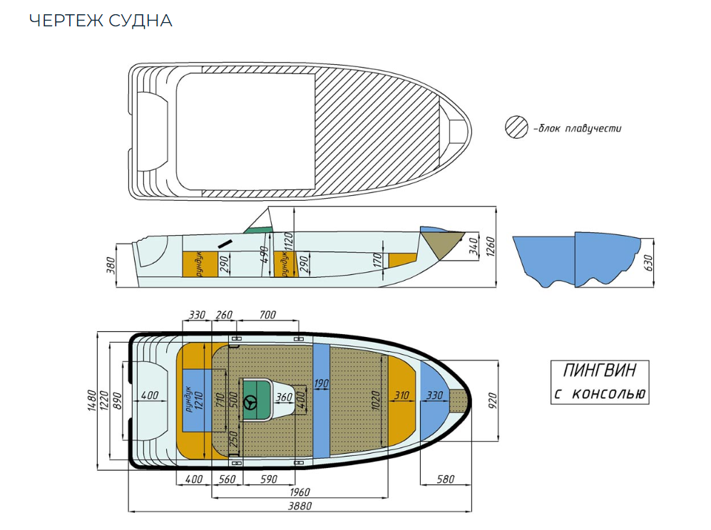 Стеклопластиковая лодка Пингвин с консолью (тримаран) в Ханты-Мансийске