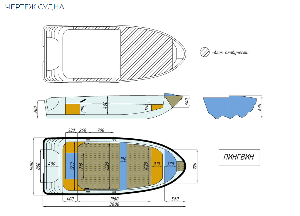 Стеклопластиковая лодка Пингвин (тримаран) в Ханты-Мансийске